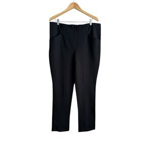 Anthro Maeve Black Pull On Slit-Back High Waisted Ponte Pants Pockets Size Large